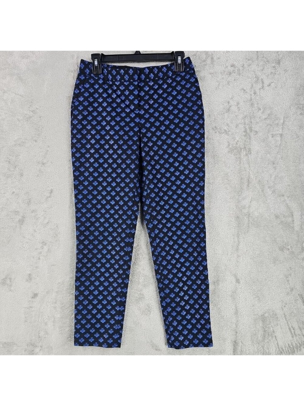 Halogen Taylor Fit Dress Pants Womens 2 Black Geometric Twill Slim Ankle Stretch